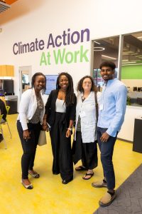 Aspire mentorship; Shantonio Birch (far right) and Erika Block (second right) posing with Aspire participant Chidalu Onyenso (second left), CEO of Earthbond, and Aspire mentor-in-residence Anne Maghas (far left), co-founder of Milestone Growth Capital.