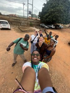 Bayo Ogundipe with study abroad students in Accra, Ghana, for the James Madison University Summer in Ghana program.