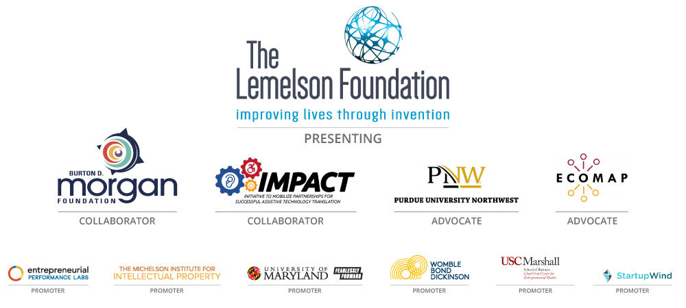 OPEN 2023 sponsor logos: The Lemelson Foundation, Burton D. Morgan Foundation, IMPACT, Purdue University Northwest, EcoMap, Entrepreneurial Performance Labs, The Michelson Institute for Intellectual Property, University of Maryland, Womble Bond Dickinson, USC Marshall School of Business Lloyd Greif Center for Entrepreneurial Studies, StartupWind