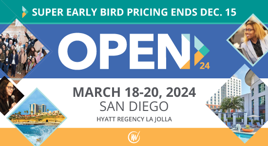 OPEN March 18-20, 2024, San Diego, Hyatt Regency La Jolla, Super Early Bird Pricing Ends December 15; logo and photos of venue and past participants