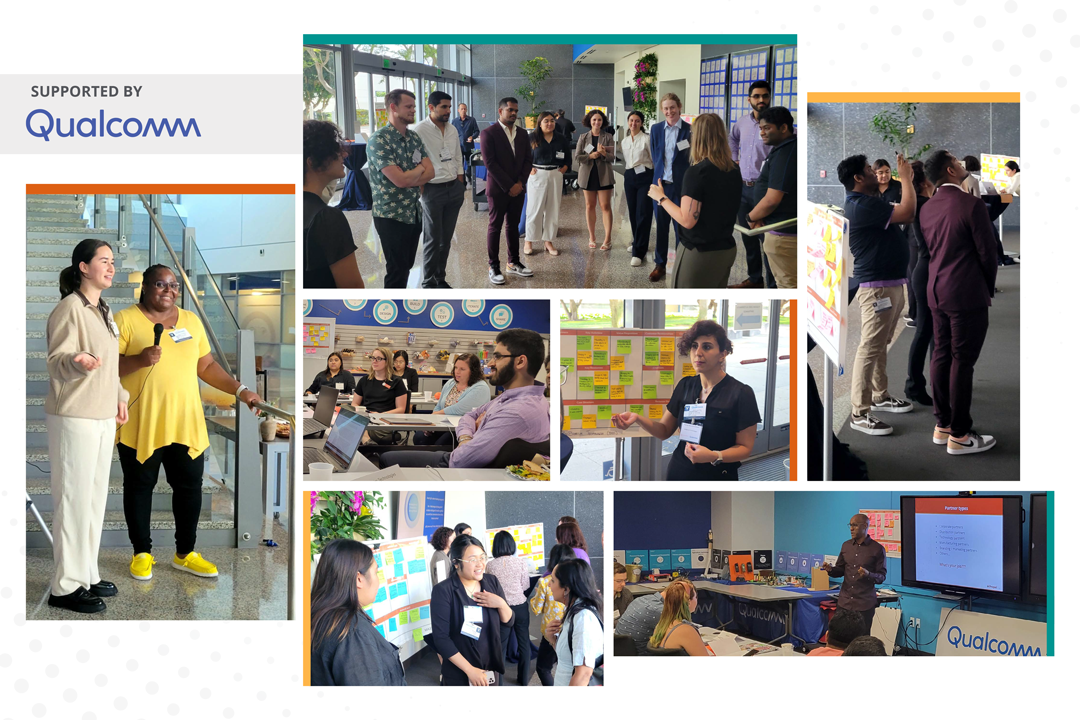 Qualcomm Innovator Stipend report, supported by Qualcomm; collage of photos of innovators and teams