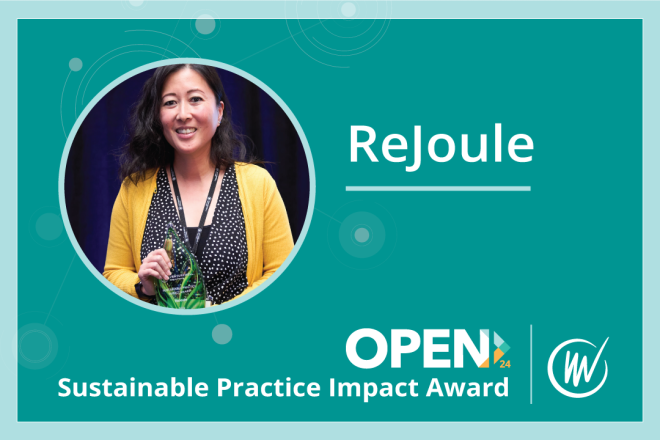 ReJoule, OPEN 2024 Sustainable Practice Impact Award; photo of ReJoule’s Zora Chung