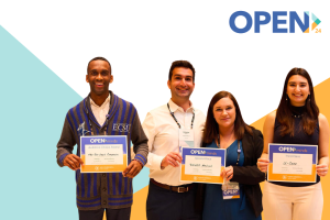 OPENminds Innovator Showcase 2024; photos of the three winning teams holding their award certificates