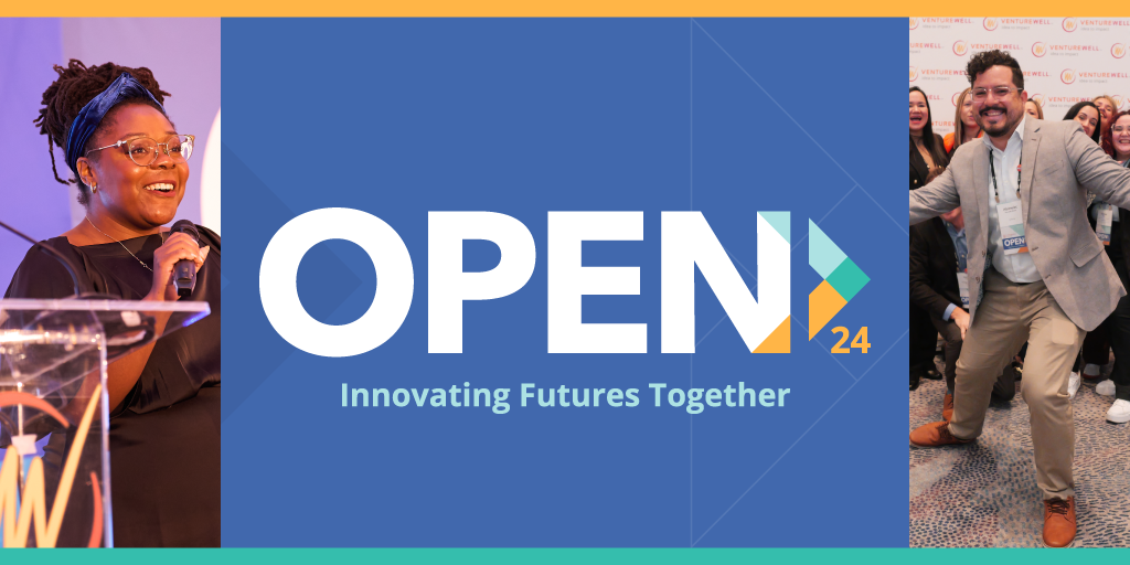 OPEN 2024, Innovating Futures Together; logo and photos of attendees